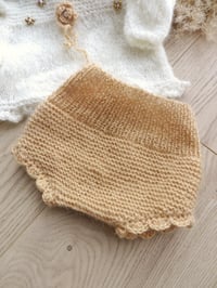 Image 3 of Knitted baby set for photoshoots - 0-1 month - Abby - off white & beige