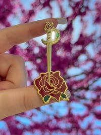 Image 2 of Revolutionary Girl Utena Inspired Sword And Rose Deluxe Hard Enamel Pin - 2.5 Inch