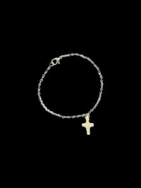 Image 1 of handcarved bone cross charm bracelet