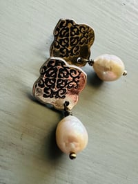 Image 3 of sterling silver and baroque pearl post earrings