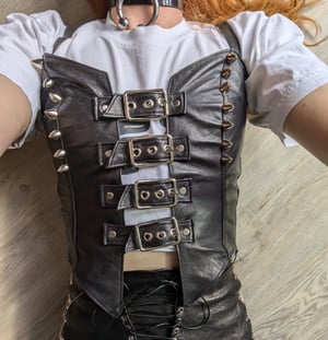 Image of Buckle biker bustier in genuine leather (Size XS- M)