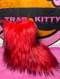 Image 2 of Red Black Faux Imitation Fur Y2K Yeti Baddie Snow Boots