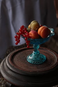 Image 2 of Glasschale, mit Fuss, türkisblau