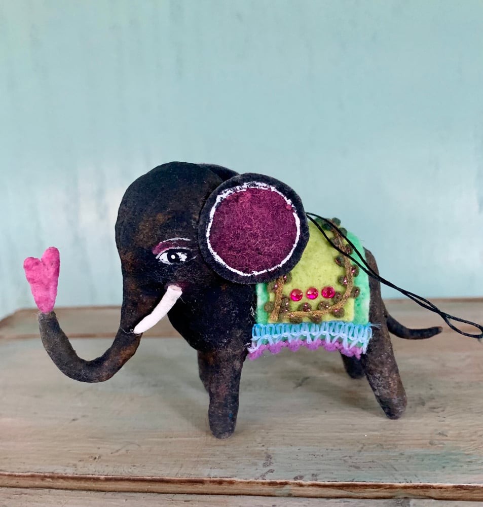 Image of Spun Cotton Black Elephant Ornament 