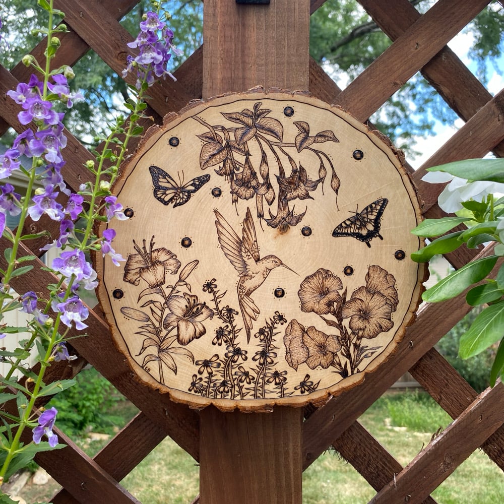 Image of Humming Bird & Friends Wood Art