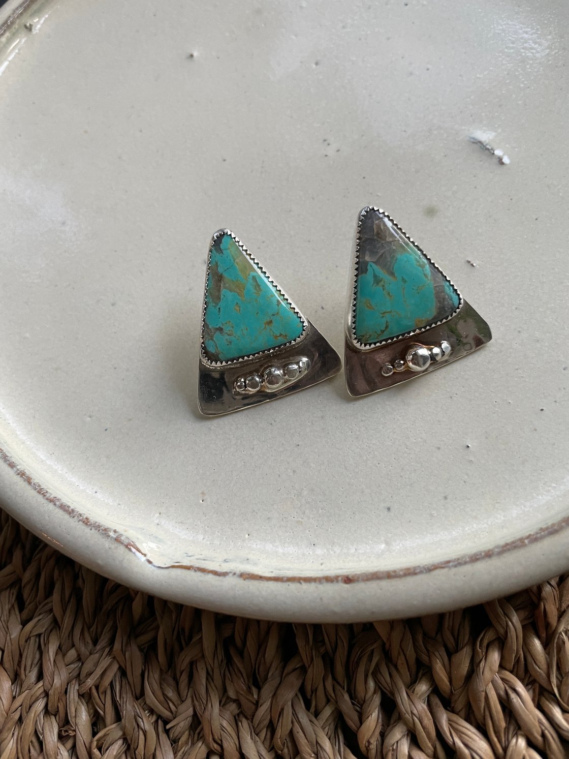 Image of Turquoise Pyramid Studs 