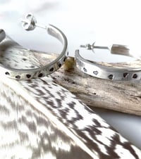 Image 2 of Handmade Sterling Silver Love Heart Midi Hoop Earrings 925