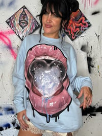 Image 3 of “COLD HEART” CUSTOM PAINTED PULLOVER SWEATSHIRT LARGE