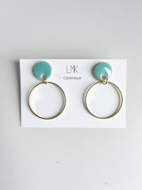 Paire de boucles d'oreilles céramique et plaqué or CRÉOLE PM lagon
