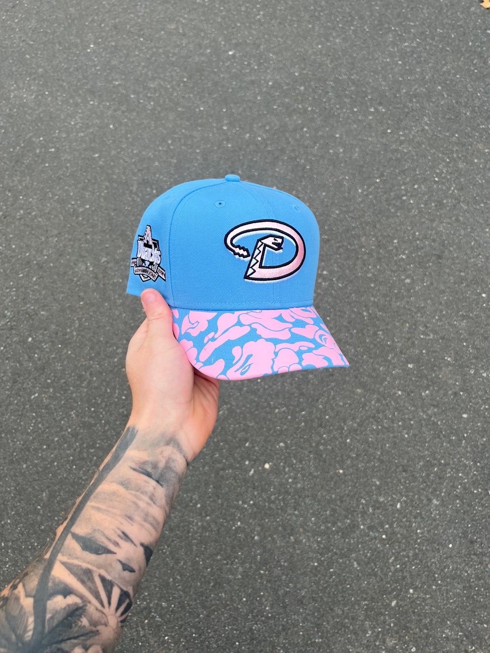 Image of PINK BRIM BBY BLUE ARIZONA DIAMONDBACKS CUSTOM FITTED CAP