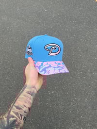 Image 1 of PINK BRIM BBY BLUE ARIZONA DIAMONDBACKS CUSTOM FITTED CAP