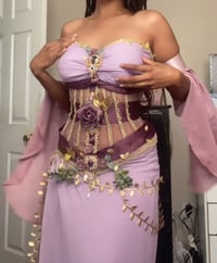 Image 4 of Ethereal Fairy Goddess Corset Gown |Handmade Lavender & Plum Fantasy Dress with Gold Embellishments