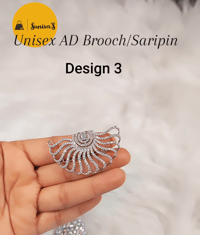 Image 4 of Unisex American Diamond Brooch/Saripin 