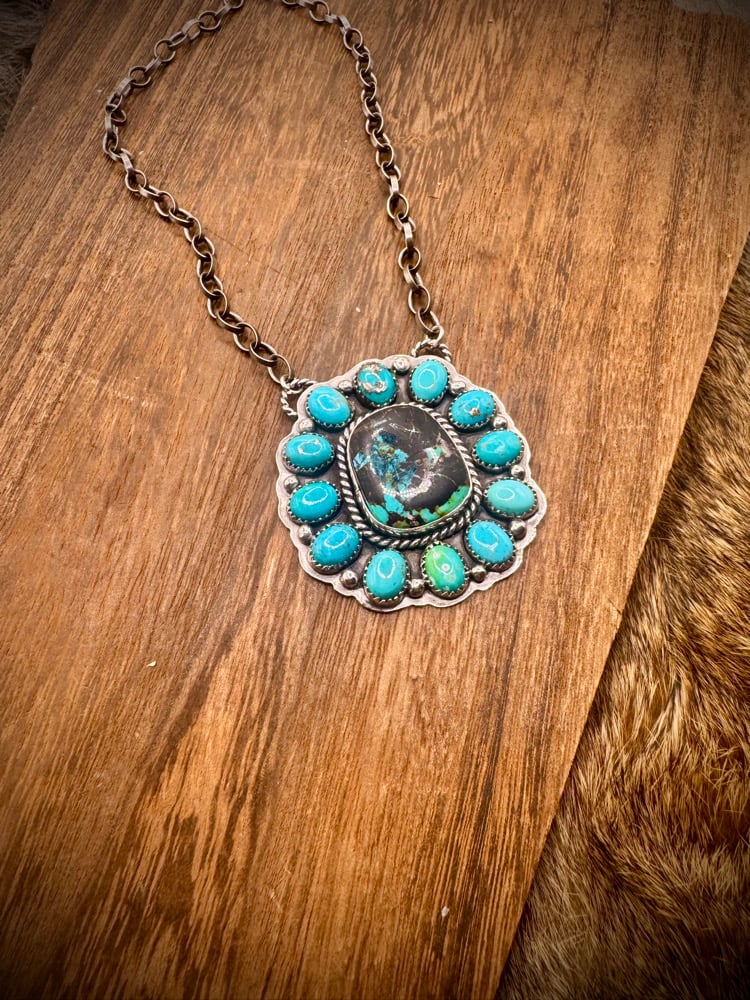 Image of Blackjack & Kingman Cluster Necklace
