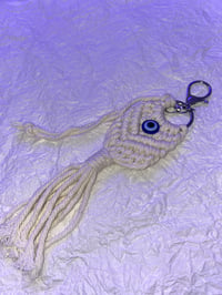 Image 3 of Fabric evil eye keychain