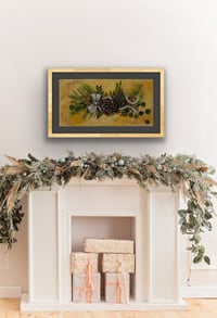 Image 3 of Christmas greens with red berries and pine cones and a sweet white bow. 