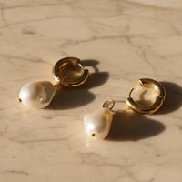 Image 2 of Timeless Pearls Huggies | 18k Gold-Plated