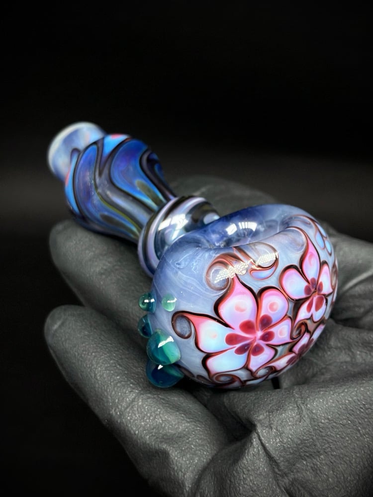 Blue Satin Floral Image 2