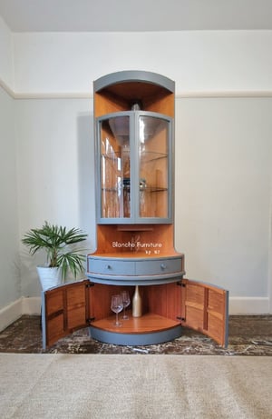 Image of Nathan Corner Drinks Cabinet unit with light - in Grey