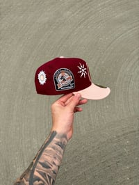 Image 3 of PHOTOSYNTHESIS MAROON PEACH BALTIMORE ORIOLES CUSTOM FITTED CAP
