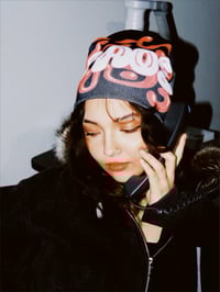 Image 4 of BUBBLE PRINT BLACK BEANIE
