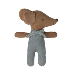 Image of Maileg Sleepy Wakey Baby Mouse in box Blue (PRE-ORDER ETA Late March)
