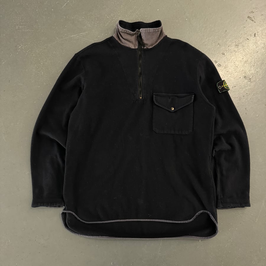 Image of 1990s Stone Island wool 1/4 zip up sweatshirt, size large