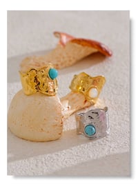 Image 4 of MORA 18ct Gold Plated Hammered Turquoise Ring