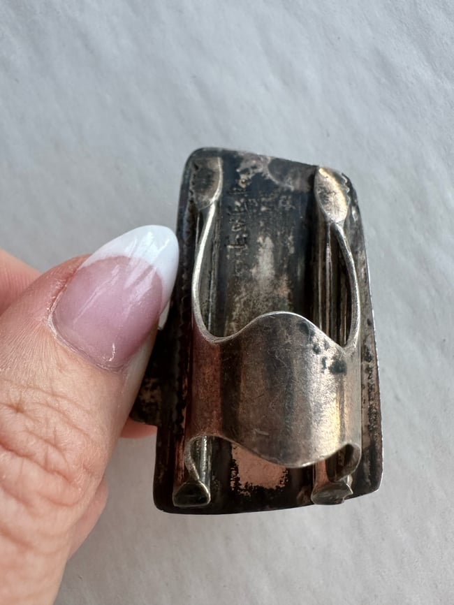 massive late 60s signed brutalist sterling  cocktail ring
