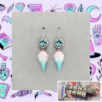 Capture Crystal Pastel Raven Skull Earrings