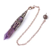 Image 3 of Reiki Natural Stone Crystals Pendulum for Divination  Amethysts Black Obsidian Pendant Healing Point