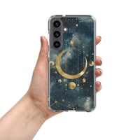 Image 5 of Blue and Gold Celestial Moons Design Clear Case for Samsung®