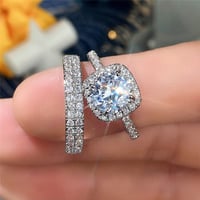 Image 3 of 2Pcs/Set Wedding Ring for Women 2025 New Jewelry Fashion Versatile Design Good Quality Female Finger
