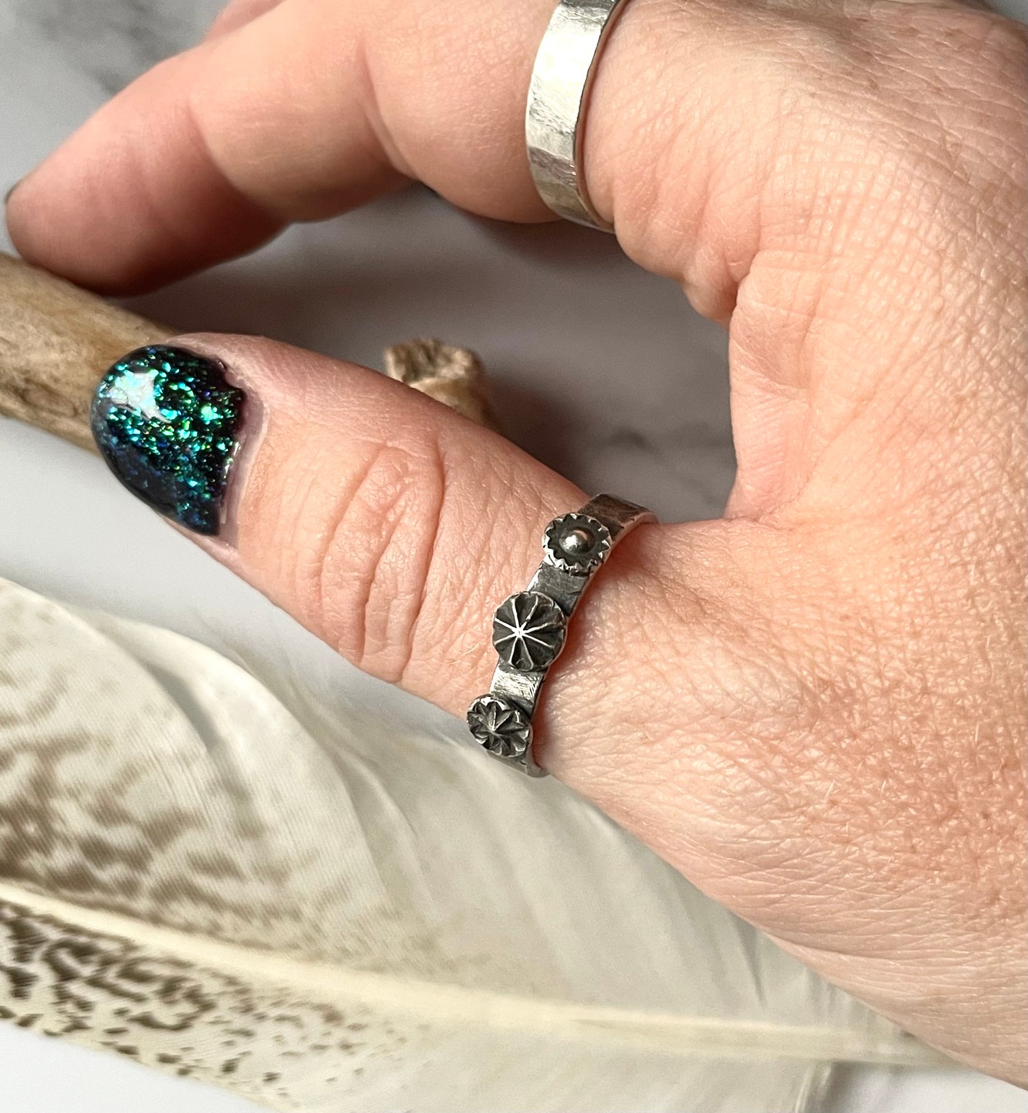 Image of Handmade Sterling Silver Survivor Ring Matt Distressed Finish 925