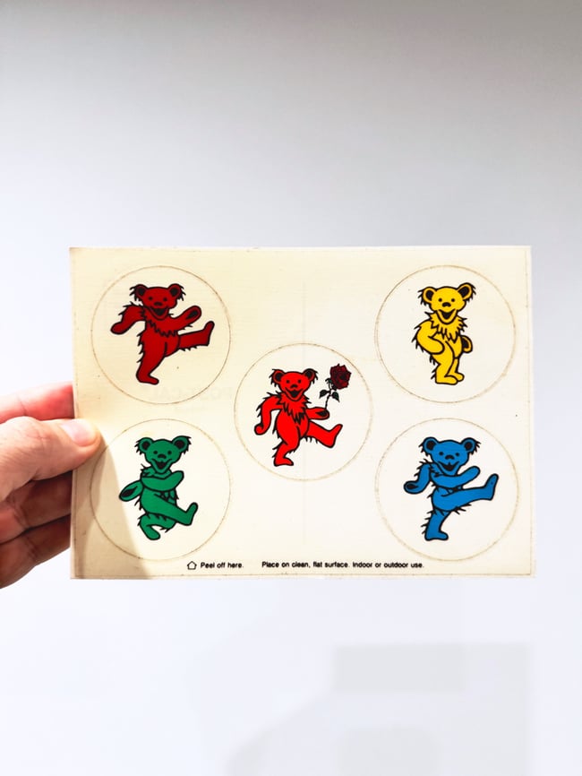 Grateful Dead Early 90s Dancing Bear Peel Off Post Card Stickers