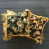 Japanese bamboo tiger print fabric cushion cover with gold or black fringe Image 2