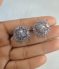 Image 2 of Dia-American Diamond Studs-Flower Design 