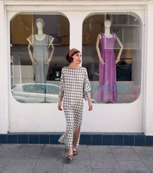 WHITE AND BLACK CHECKS KAFTAN