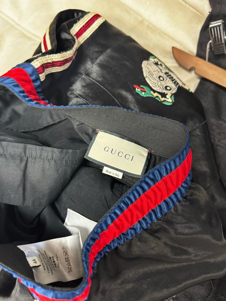 Image of Gucci Embroidered Snake Lounge Pants