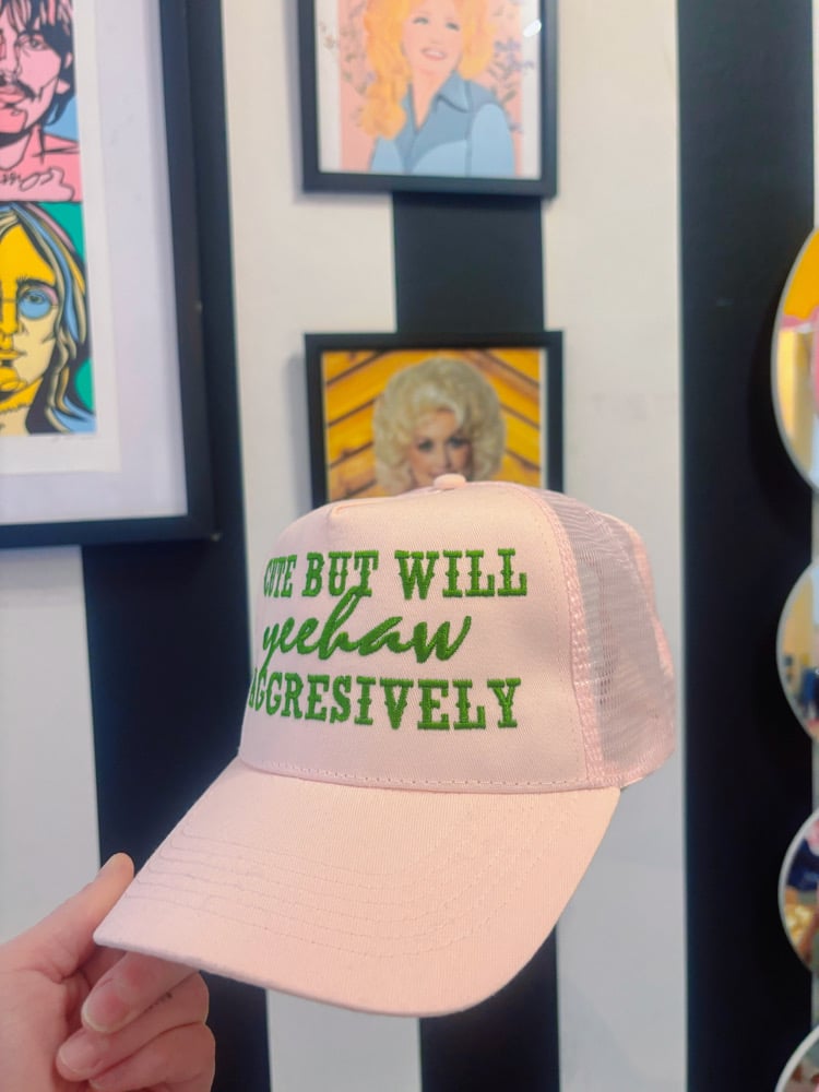 Image of Yeehaw aggressively embroidered trucker cap 