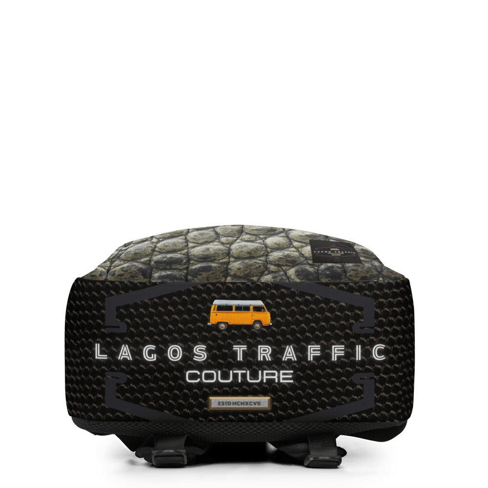 LAGOS TRAFFIC COUTURE LAPTOP TRAVELER'S BACKPACK (CROC'GATOR FULL PRINT)