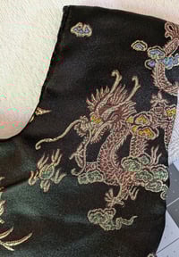Image 5 of Chinese Dragon and Peacock Black Brocade Knot Bag