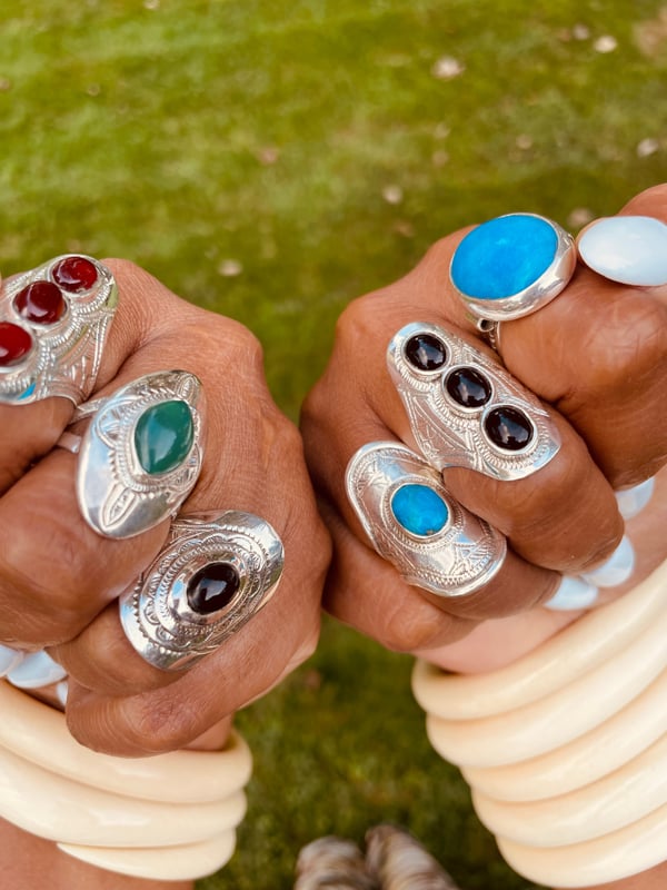 Image of Tuareg Silver & Stone Rings 