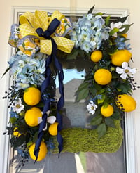 Image 1 of Lemon blueberry summer moss wreath