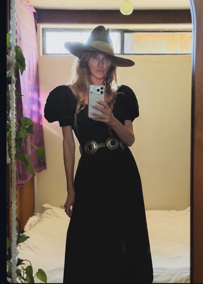 1970s Laura Ashley black off shoulder fit flare dress full skirt bo peep