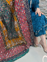 Image 5 of Teal net with sheesha dupatta