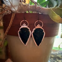 Image 3 of Made to order - obsidian arrowhead earrings 