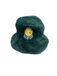 Green fuzzy bucket hat 