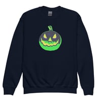 Image 7 of Youth Crewneck Sweatshirt - Jack O Lantern Vintage Green-Black
