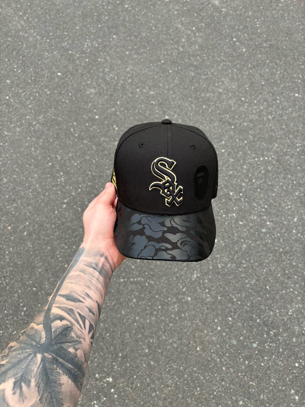 Image of MURDERED OUT GOLD LOGO CHICAGO WHITE SOX CUSTOM FITTED CAP
